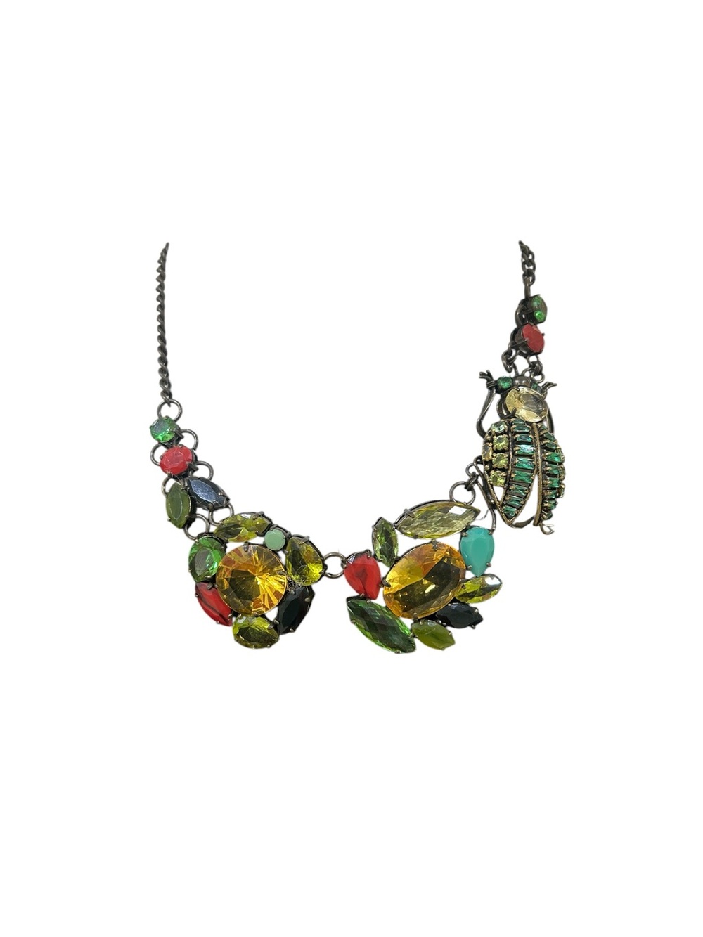 Statement Multicolor Crystal Beetle Necklace - Women Jewelry